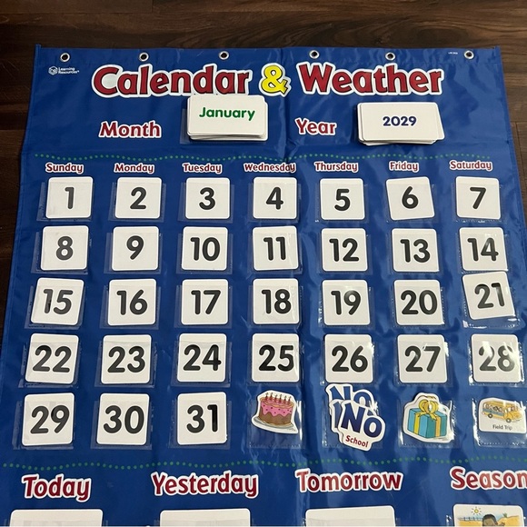 Learning Resources Calendar & Weather Pocket Chart Classroom homeschool - Picture 6 of 8